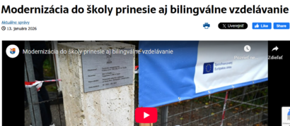 Ďakujeme za video a príspevok na stránke TSK o našej škole