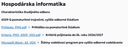 Otvárame vyššie odborné štúdium Hospodárska informatika