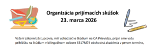 Organizácia talentových prijímacích skúšok 23. 03. 2026